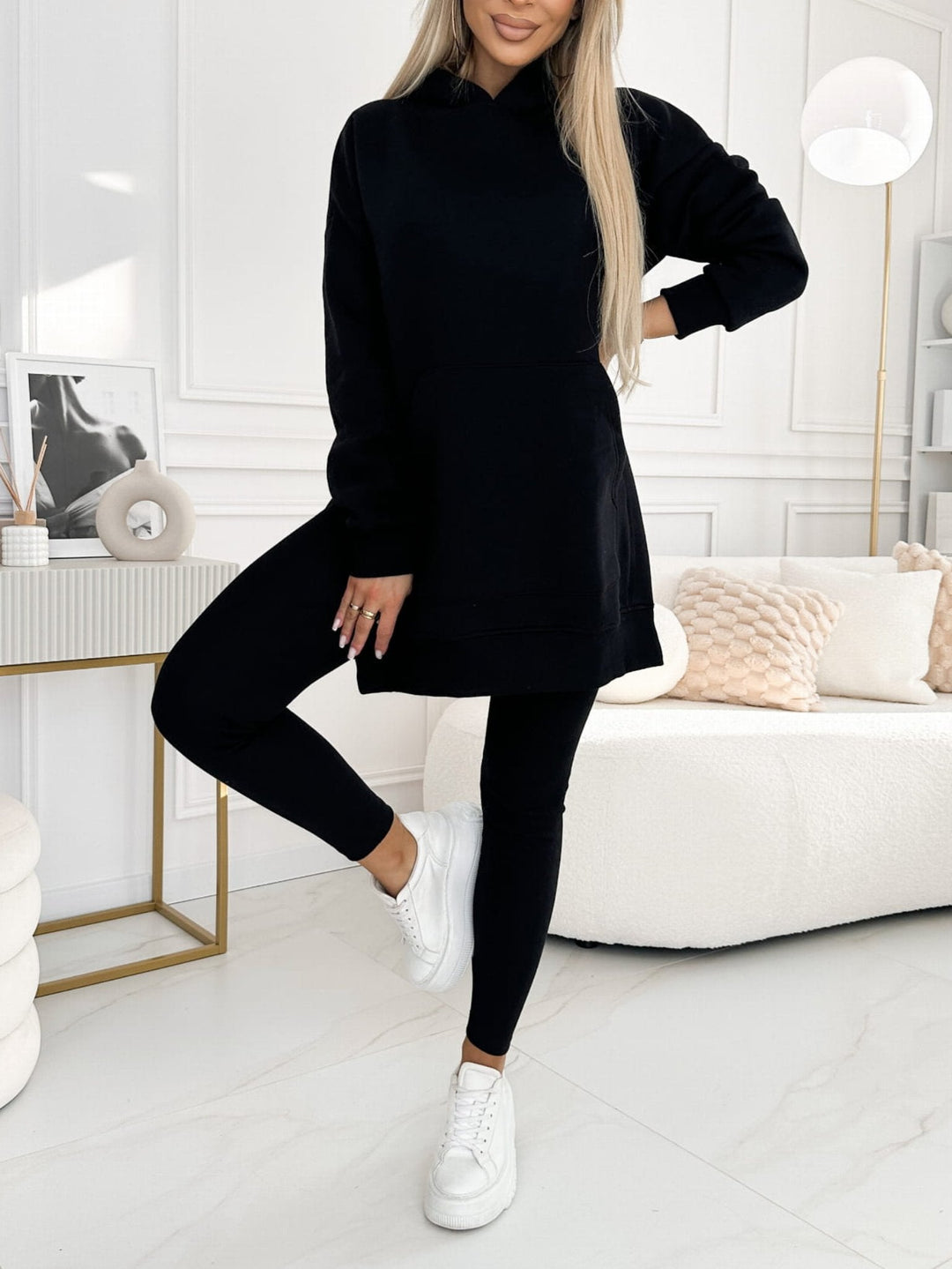 Francine Solid Colour Hoodie and Lined Leggings Set