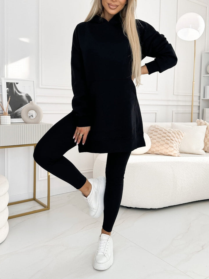 Francine Solid Colour Hoodie and Lined Leggings Set