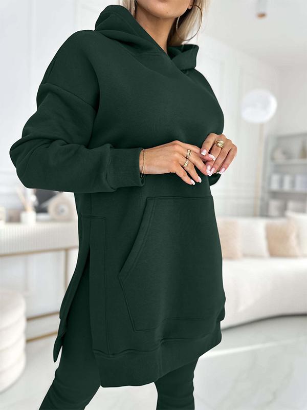 Francine Solid Colour Hoodie and Lined Leggings Set