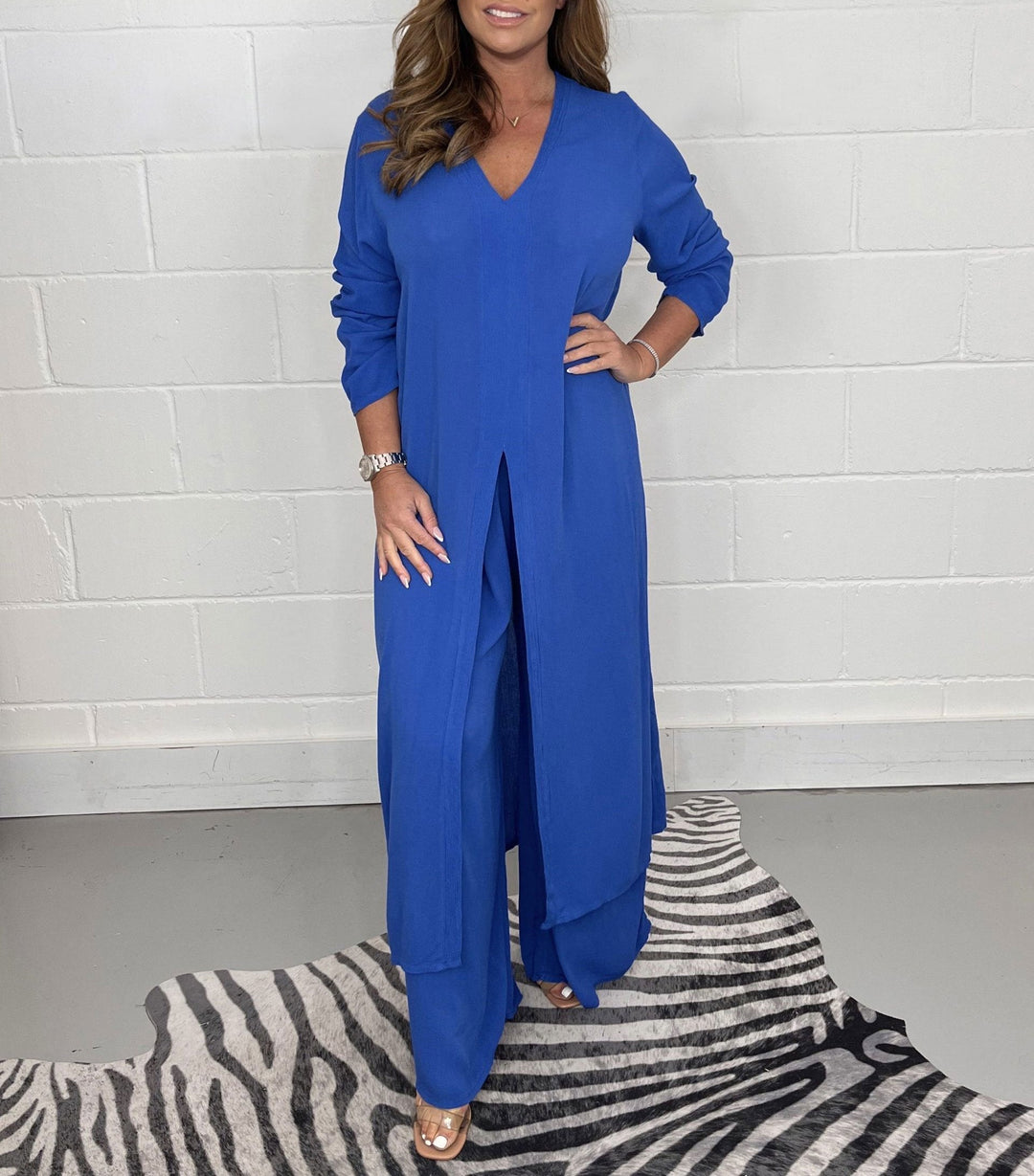 Lany Casual Long Top and Matching Pants Set