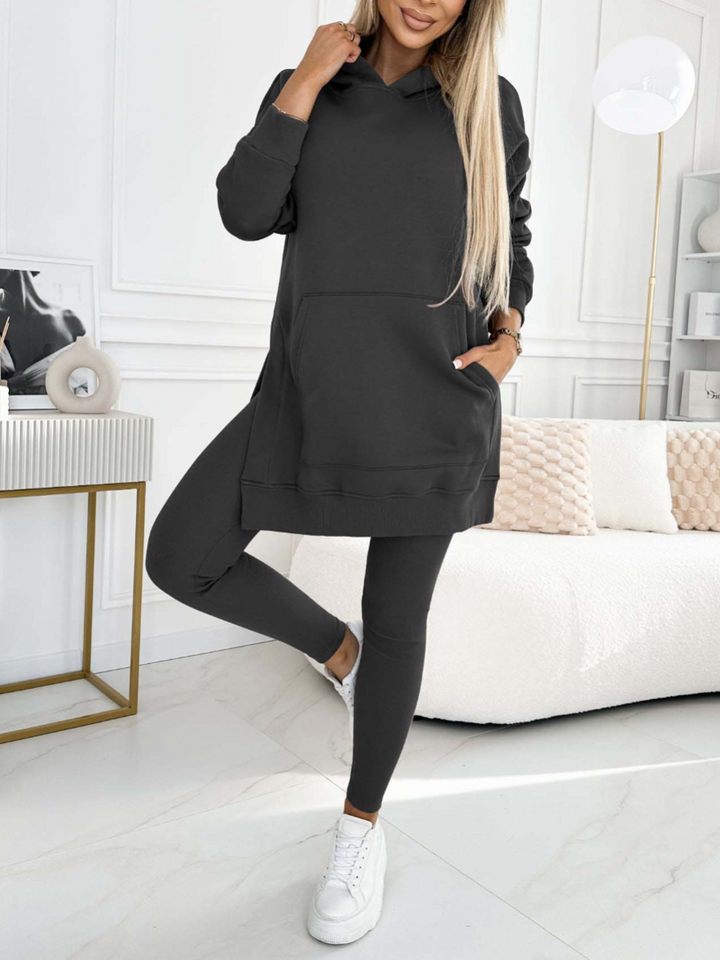 Francine Solid Colour Hoodie and Lined Leggings Set