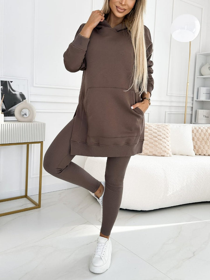 Francine Solid Colour Hoodie and Lined Leggings Set