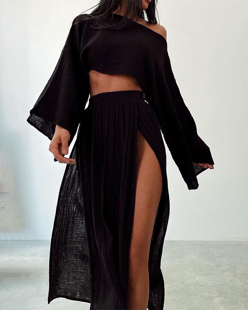 Ivy Slit Cotton and Linen Two-Piece Set