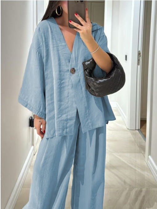 Jenifer V-Neck Top & Pants Set