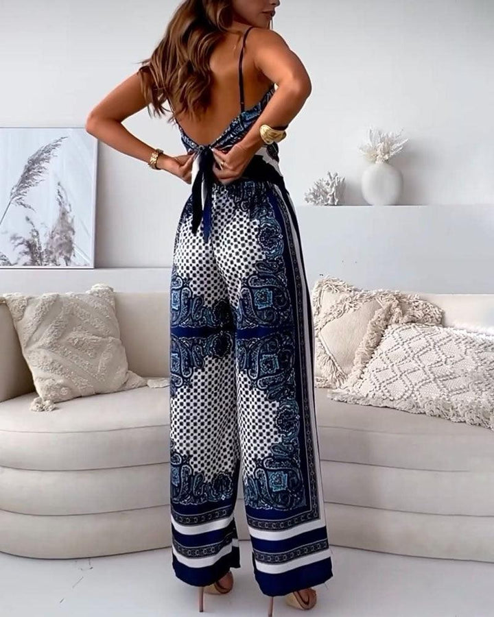 Queen Printed Lace-Up Vest & Pants Set
