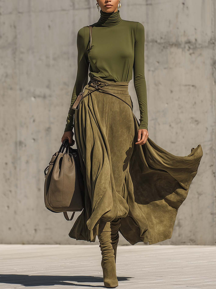 Madison Turtleneck Top and Maxi Skirt Set