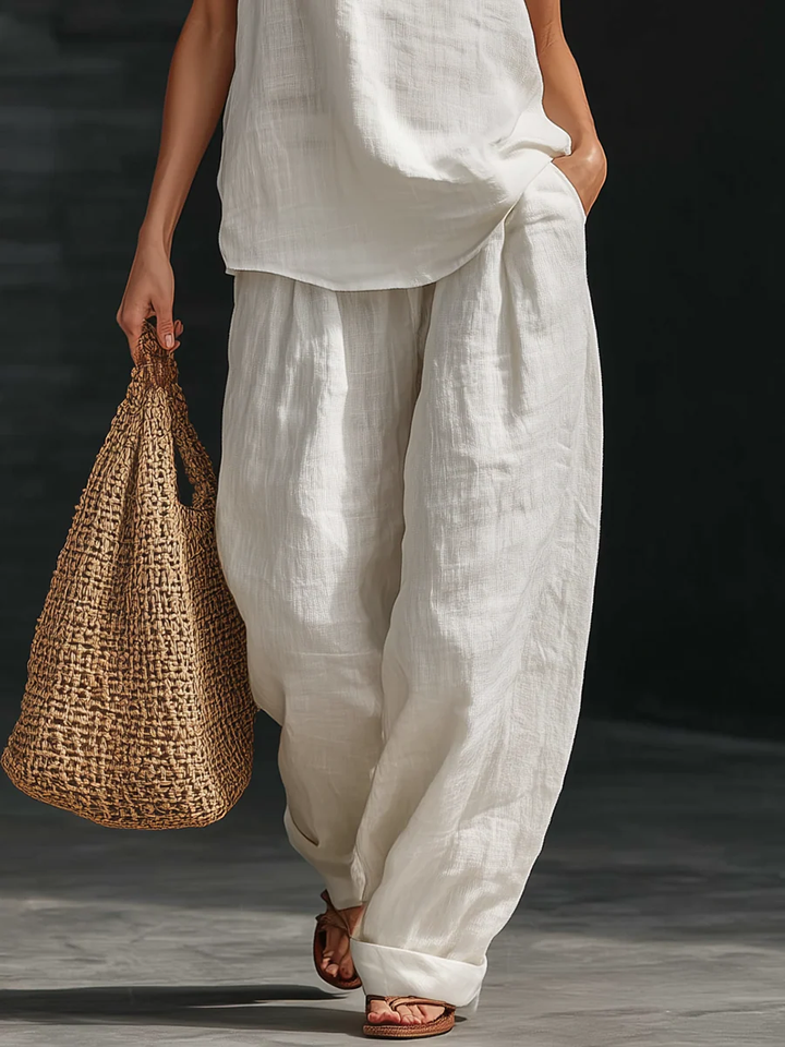 Nora V-neck Sleeveless Top and Wide-leg Pants Set