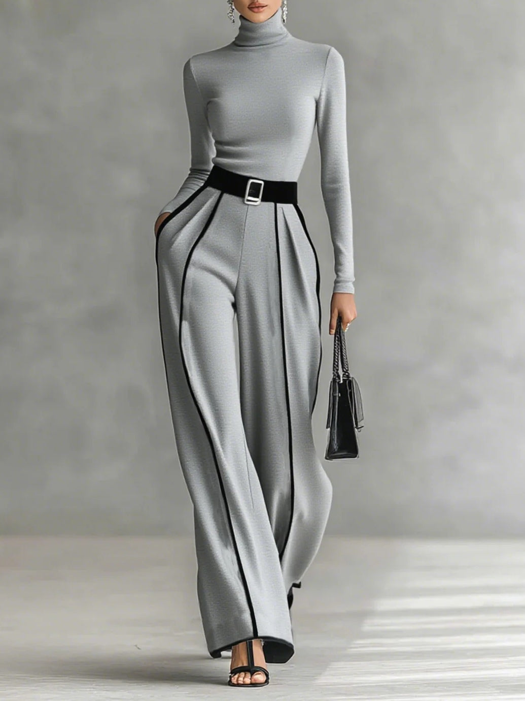 Kinley High-neck Top and Wide-leg Pants Set