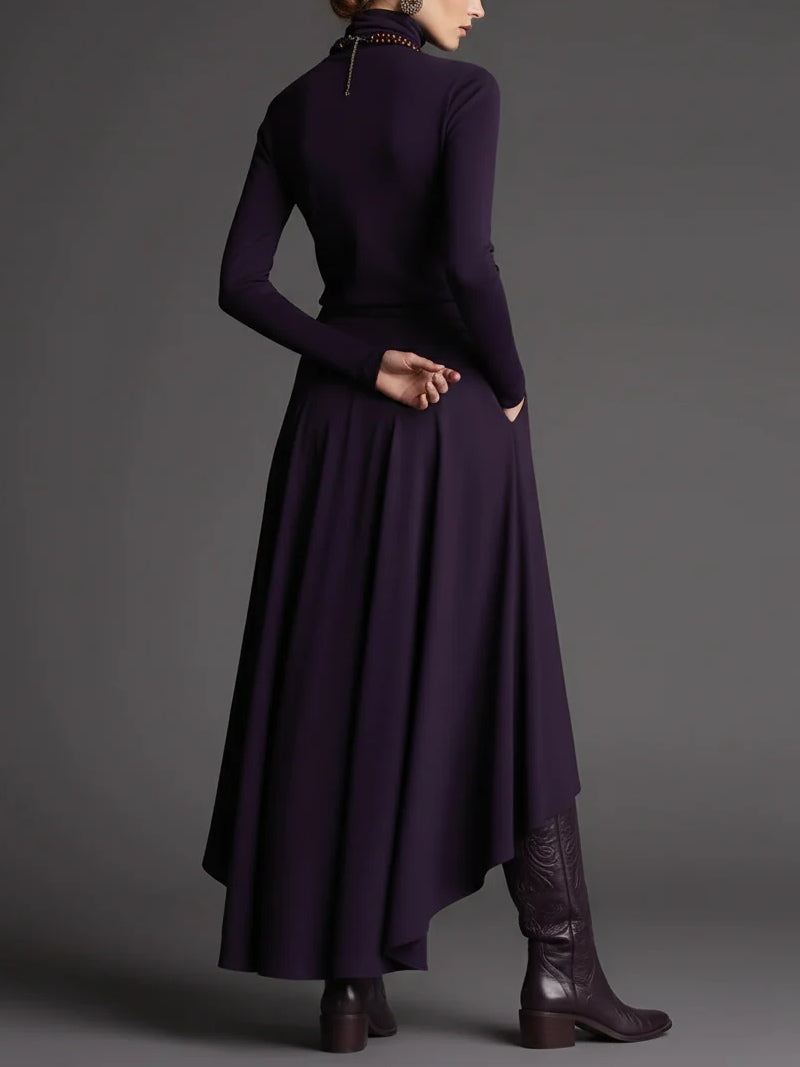 Aria Turtleneck Top and Asymmetrical Skirt Set