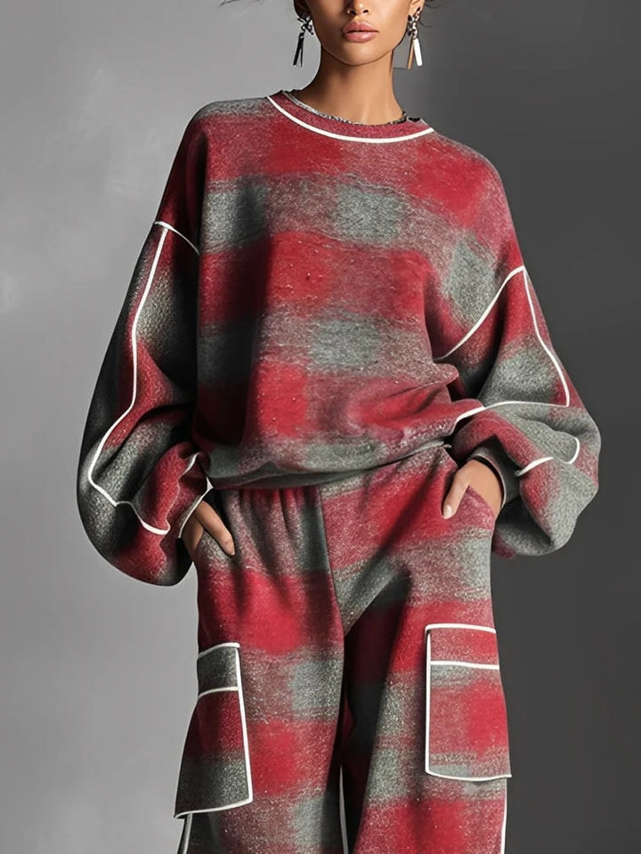 Kylie Colour-blocked Sweatshirt and Casual Pants Set