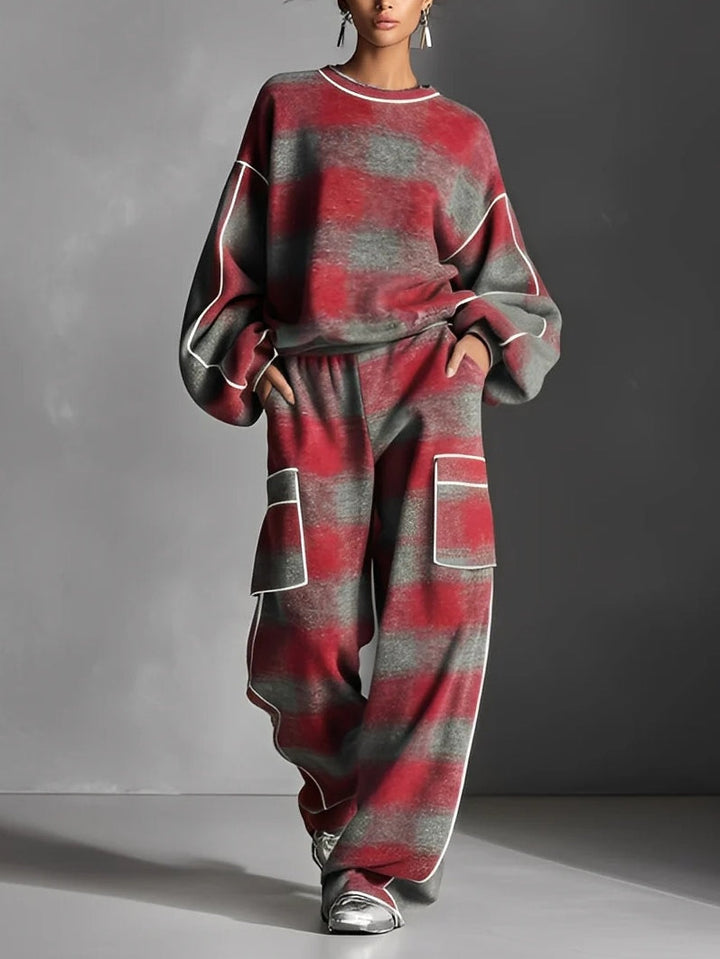 Kylie Colour-blocked Sweatshirt and Casual Pants Set