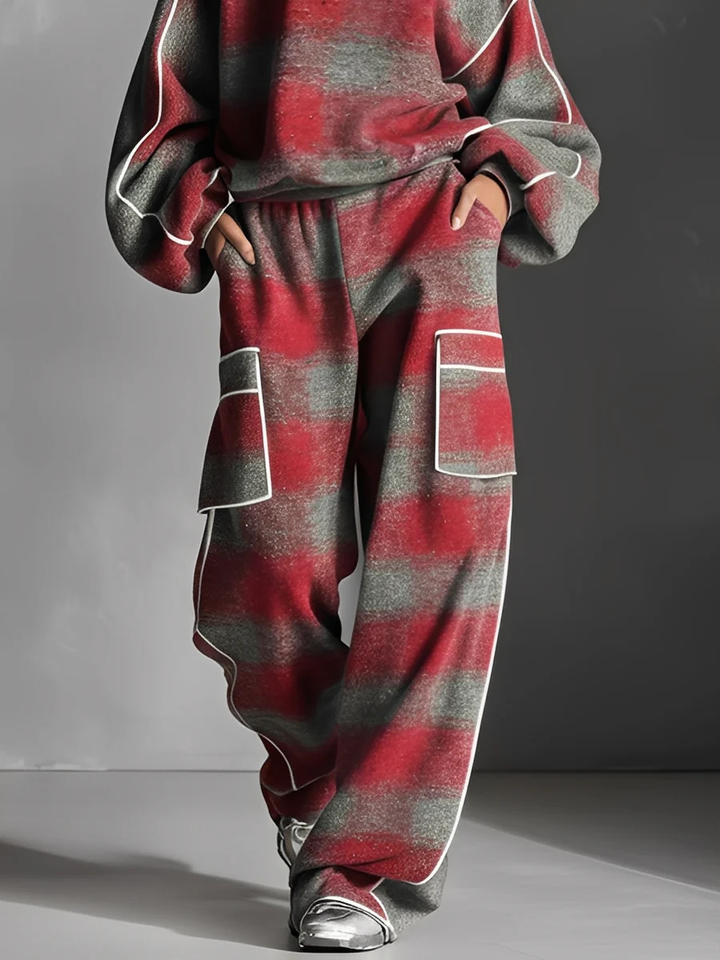 Kylie Colour-blocked Sweatshirt and Casual Pants Set