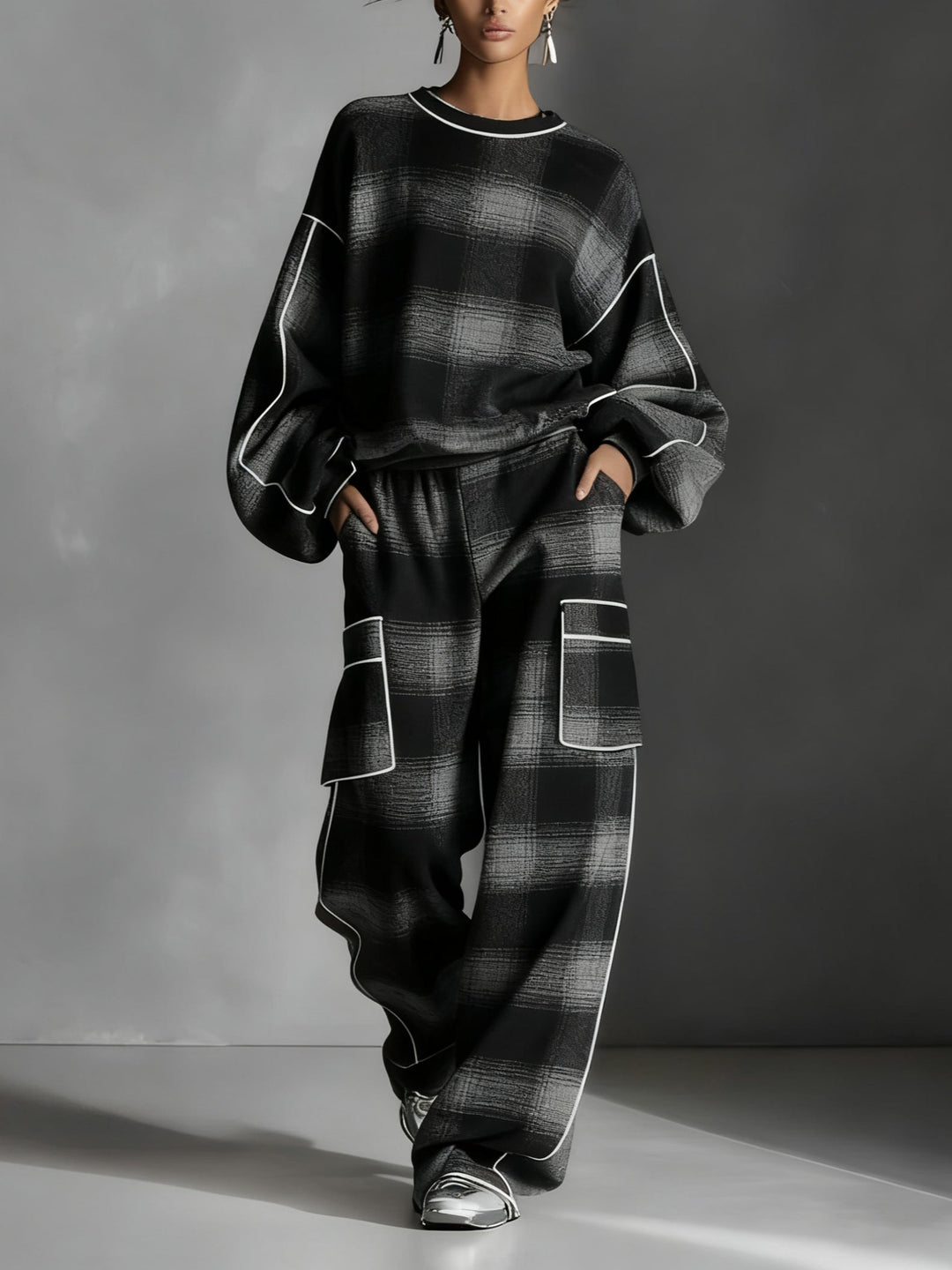 Lainey Plaid Sweatshirt and Pants Set