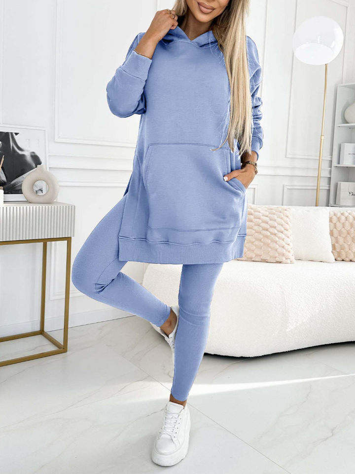 Francine Solid Colour Hoodie and Lined Leggings Set