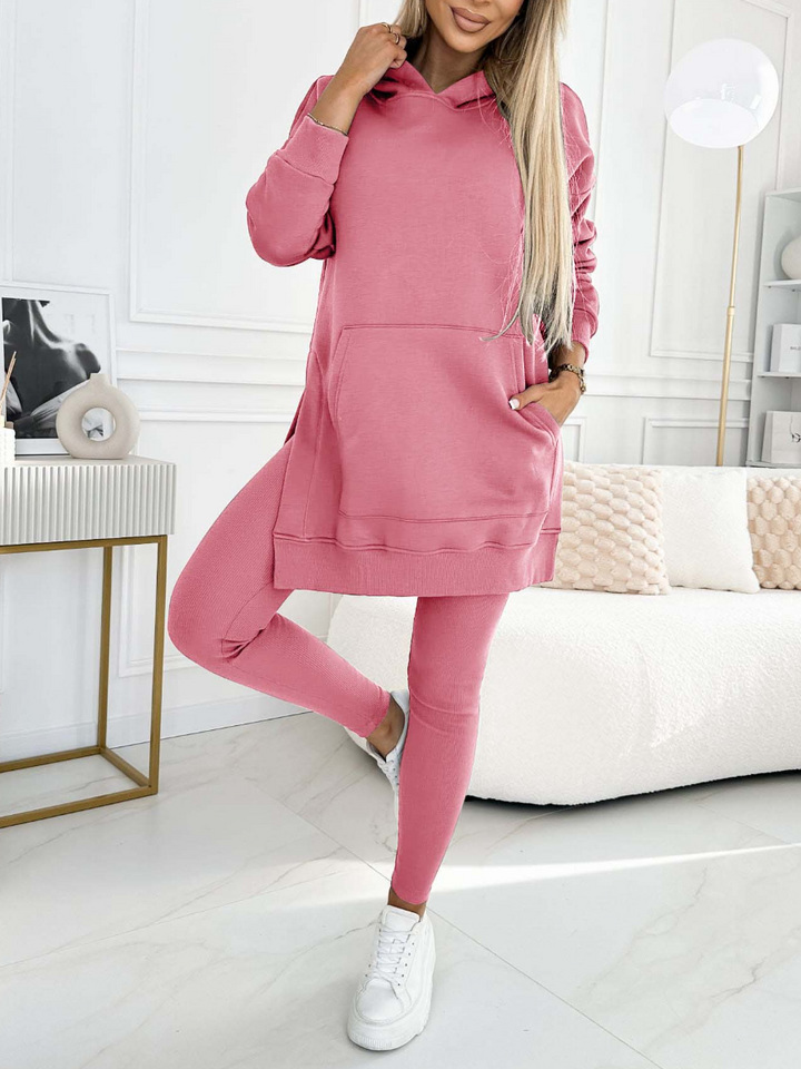 Francine Solid Colour Hoodie and Lined Leggings Set