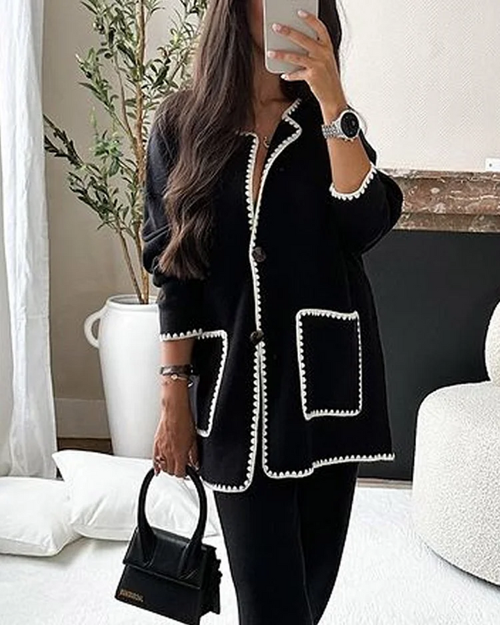 Emberly Edge Decorated Jacket Casual Pants Set
