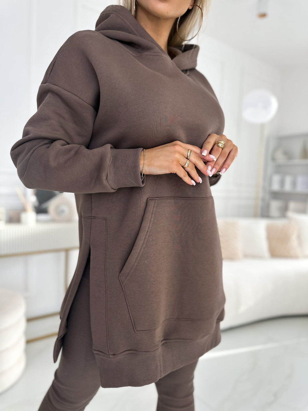 Francine Solid Colour Hoodie and Lined Leggings Set