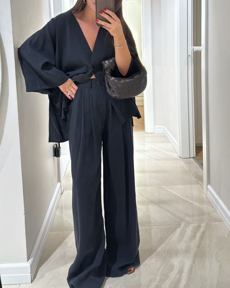 Jenifer V-Neck Top & Pants Set